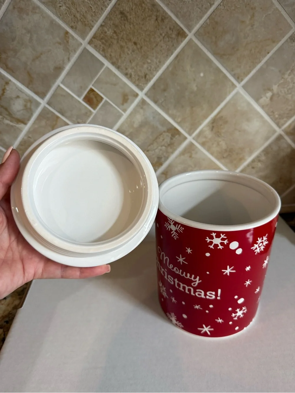 Wondershop at Target Red and White 'Meowy Christmas!' Holiday Pet Treat Jar